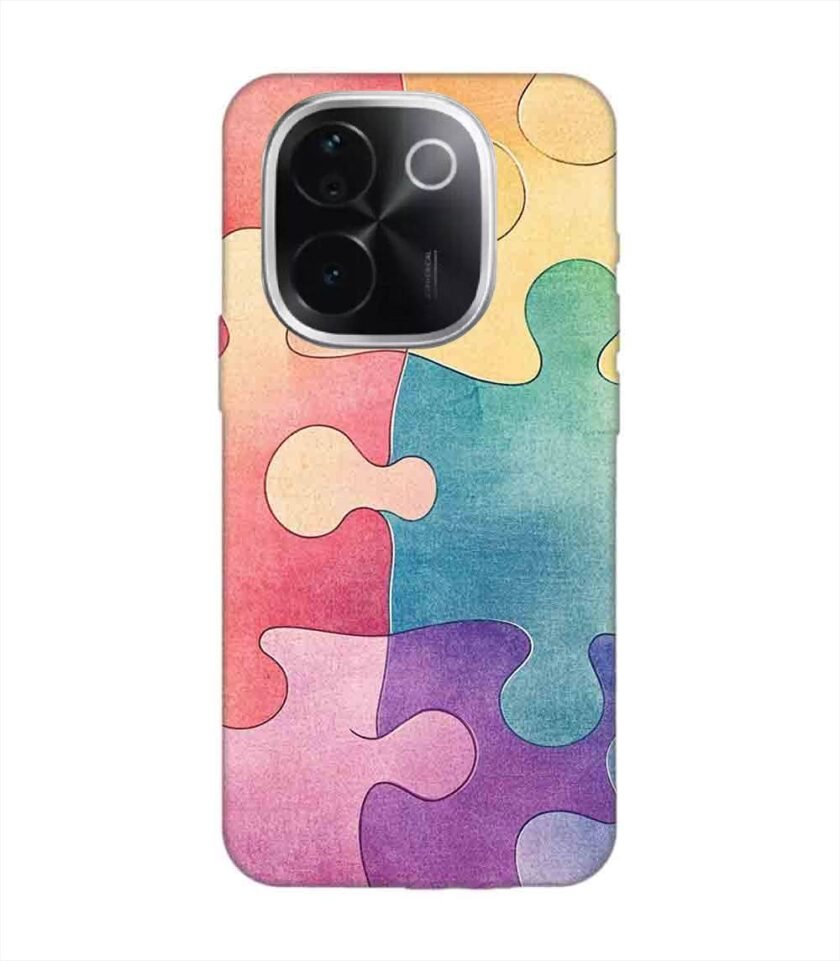 Printed Back Cover for Vivo T3 Pro (5G) Close Up Colorful Puzzle Piece