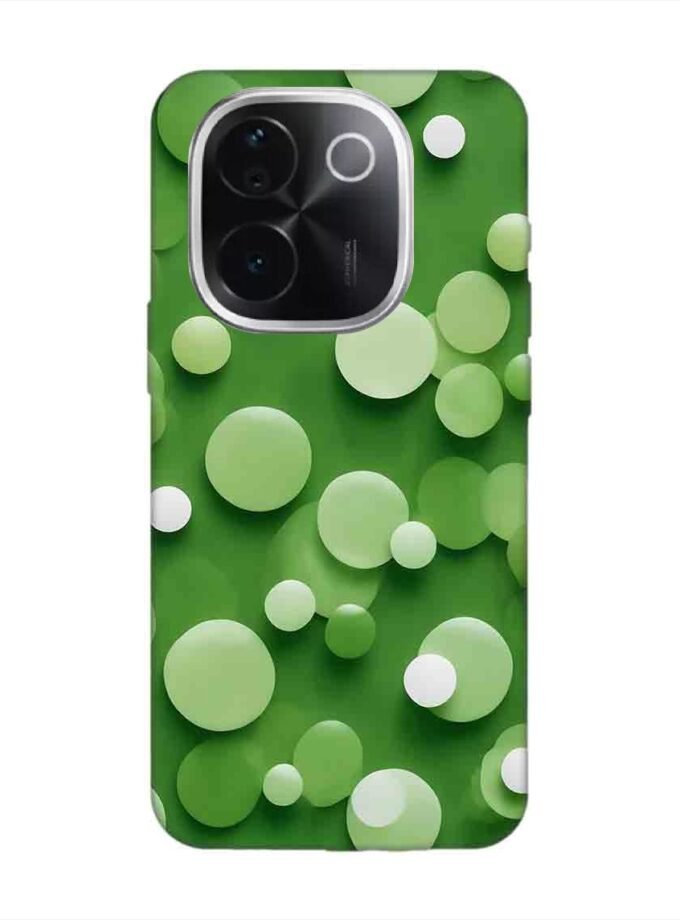 Printed Back Cover for Vivo T3 Pro (5G) Close Up Green Background With White Polka Dots