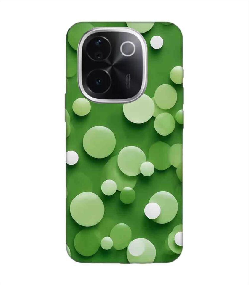 Printed Back Cover for Vivo T3 Pro (5G) Close Up Green Background With White Polka Dots