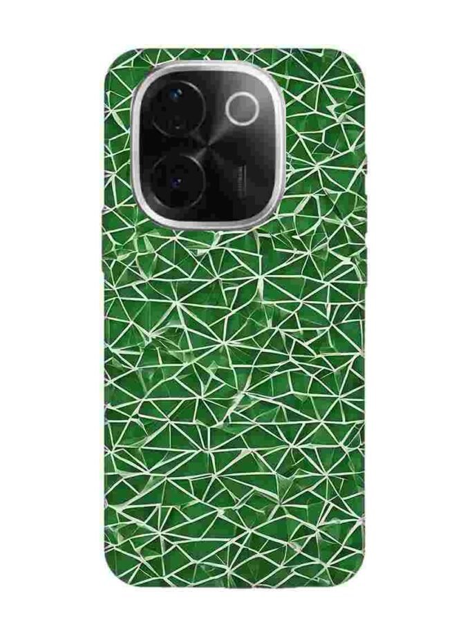 Printed Back Cover for Vivo T3 Pro (5G) Close Up Green White Geometric Pattern