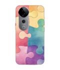 Printed Back Cover for Vivo T3 Ultra (5G) Close Up Colorful Puzzle Piece