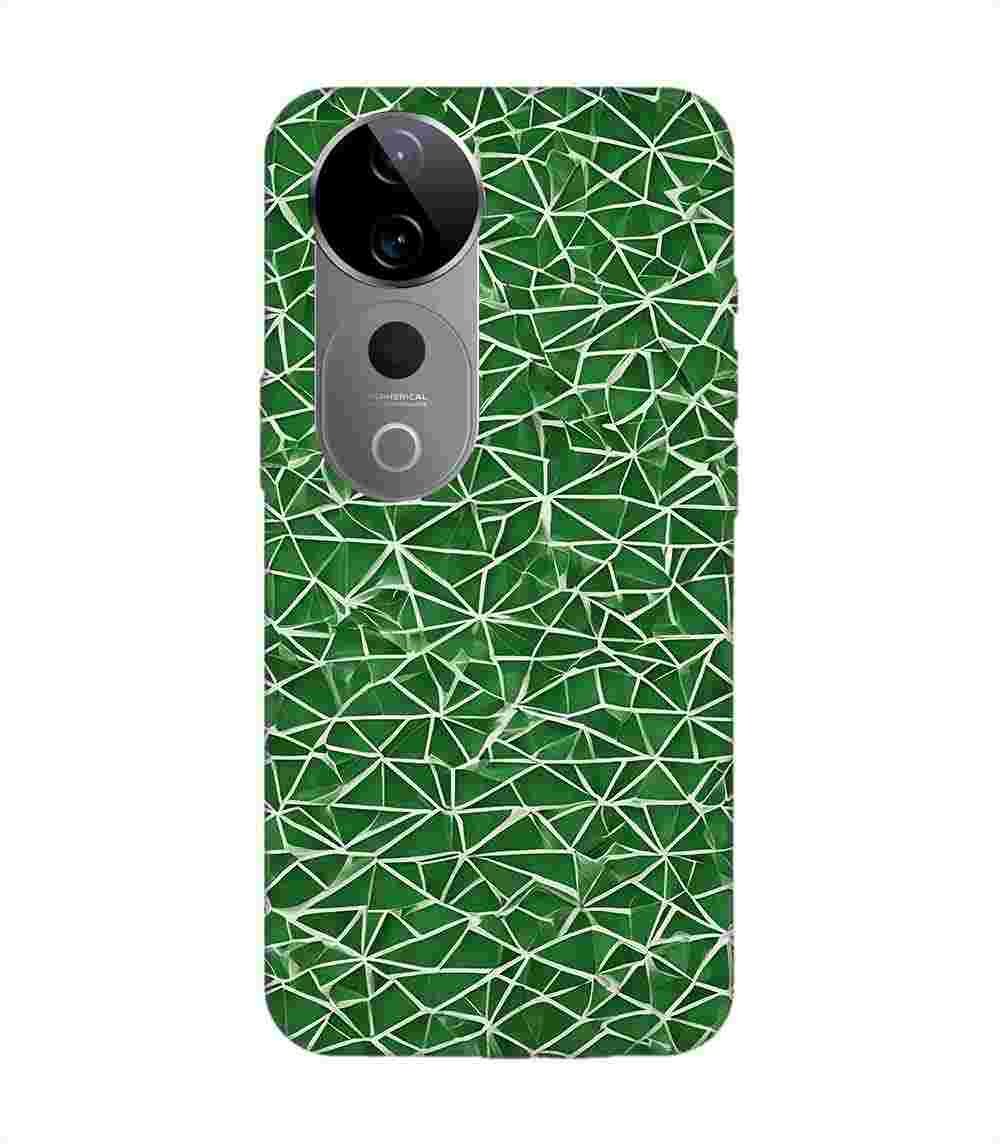 Printed Back Cover for Vivo T3 Ultra (5G) Close Up Green White Geometric Pattern