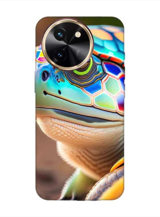 Printed Back Cover for Vivo T3X (5G) Close Up Cute Turtle
