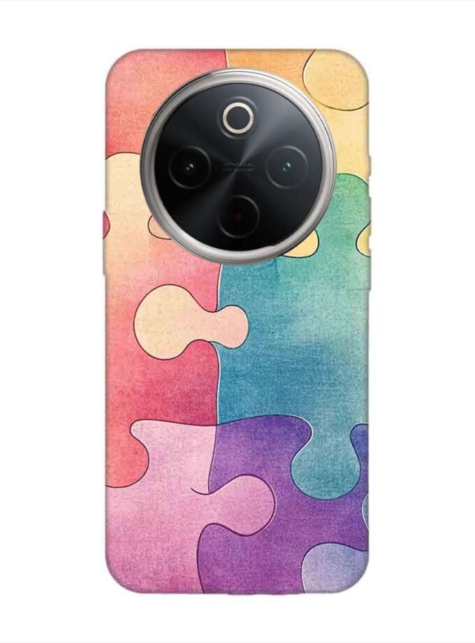 Custom Printed Case Cover for Vivo T4 (5G) close up colorful puzzle piece