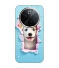 Custom Printed Case Cover for Vivo T4 (5G) close up dog looking out hole wall