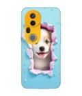 Custom Printed Case Cover for Vivo T4 Ultra (5G) close up dog looking out hole wall