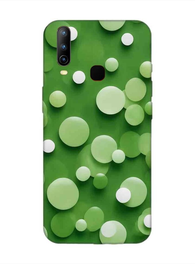 Printed Back Cover for Vivo U10 Close Up Green Background With White Polka Dots