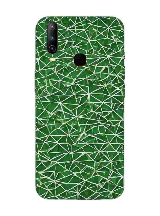 Printed Back Cover for Vivo U10 Close Up Green White Geometric Pattern