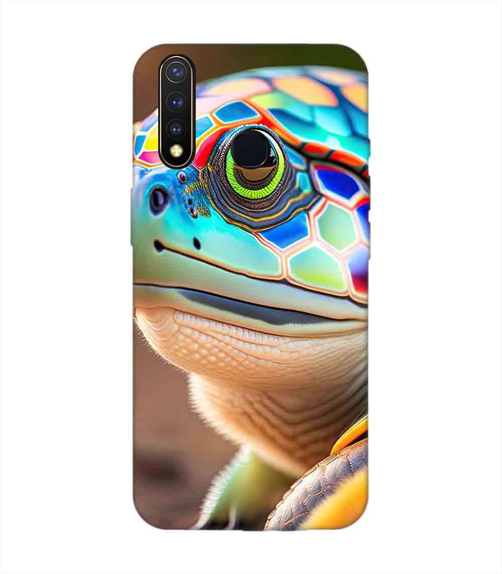 Printed Back Cover for Vivo U20 Close Up Cute Turtle