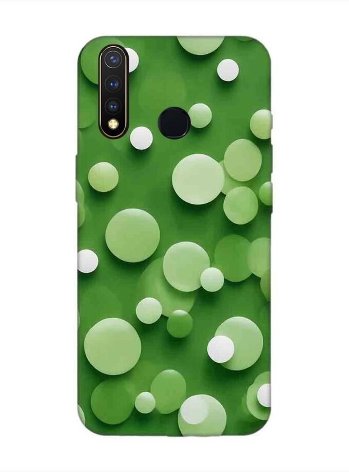 Printed Back Cover for Vivo U20 Close Up Green Background With White Polka Dots