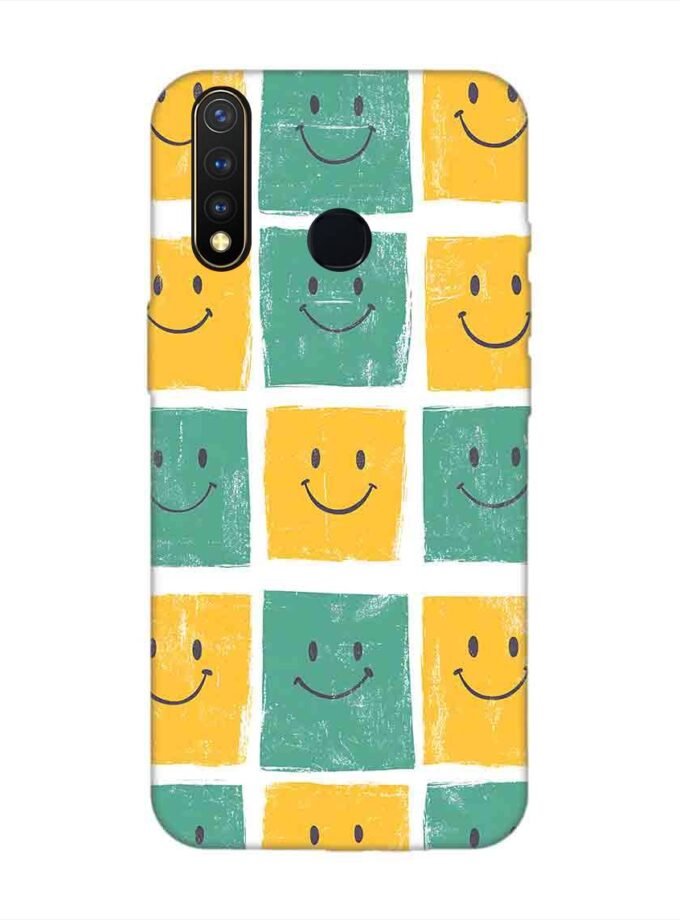 Printed Back Cover for Vivo U20 Close Up Pattern Smiley Faces
