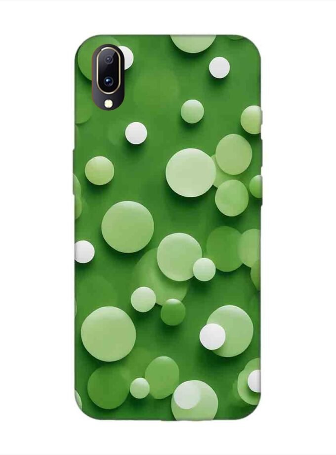 Printed Back Cover for Vivo V11 Pro Close Up Green Background With White Polka Dots