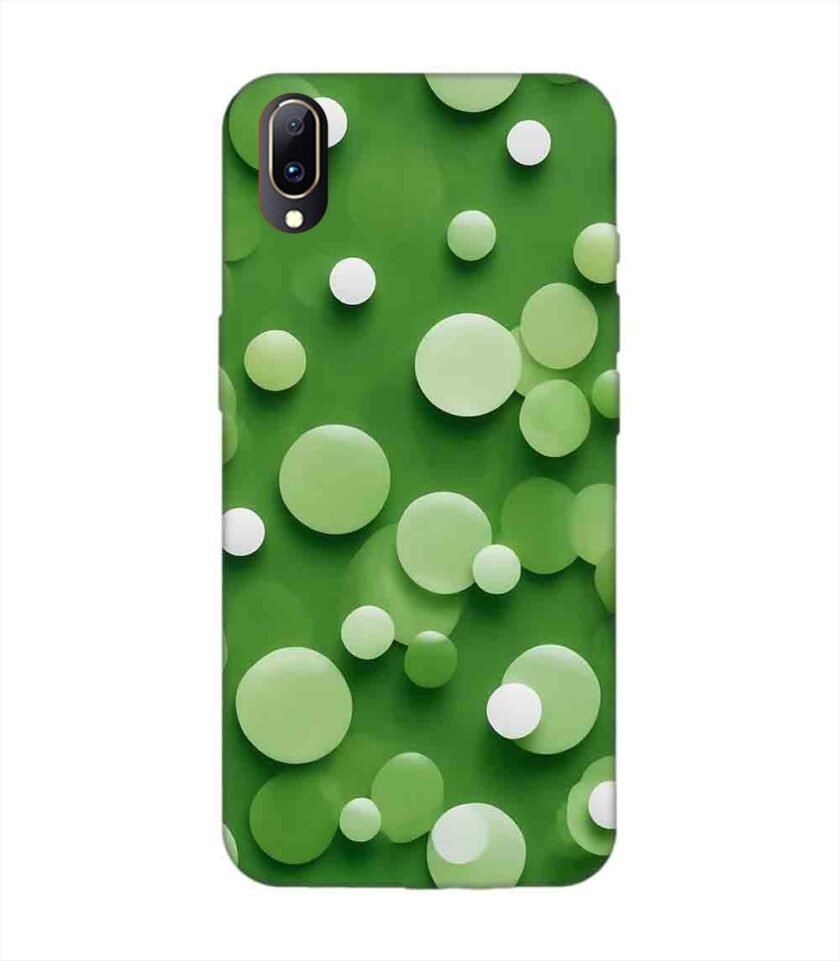 Printed Back Cover for Vivo V11 Pro Close Up Green Background With White Polka Dots