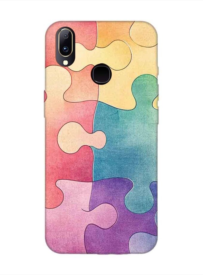 Printed Back Cover for Vivo V11 Close Up Colorful Puzzle Piece