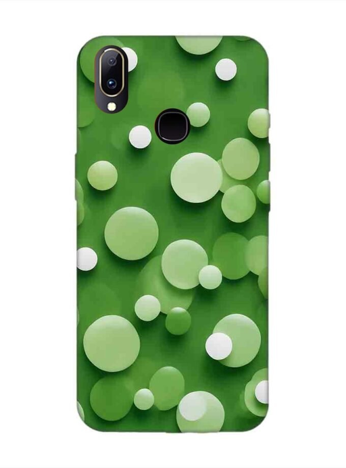 Printed Back Cover for Vivo V11 Close Up Green Background With White Polka Dots