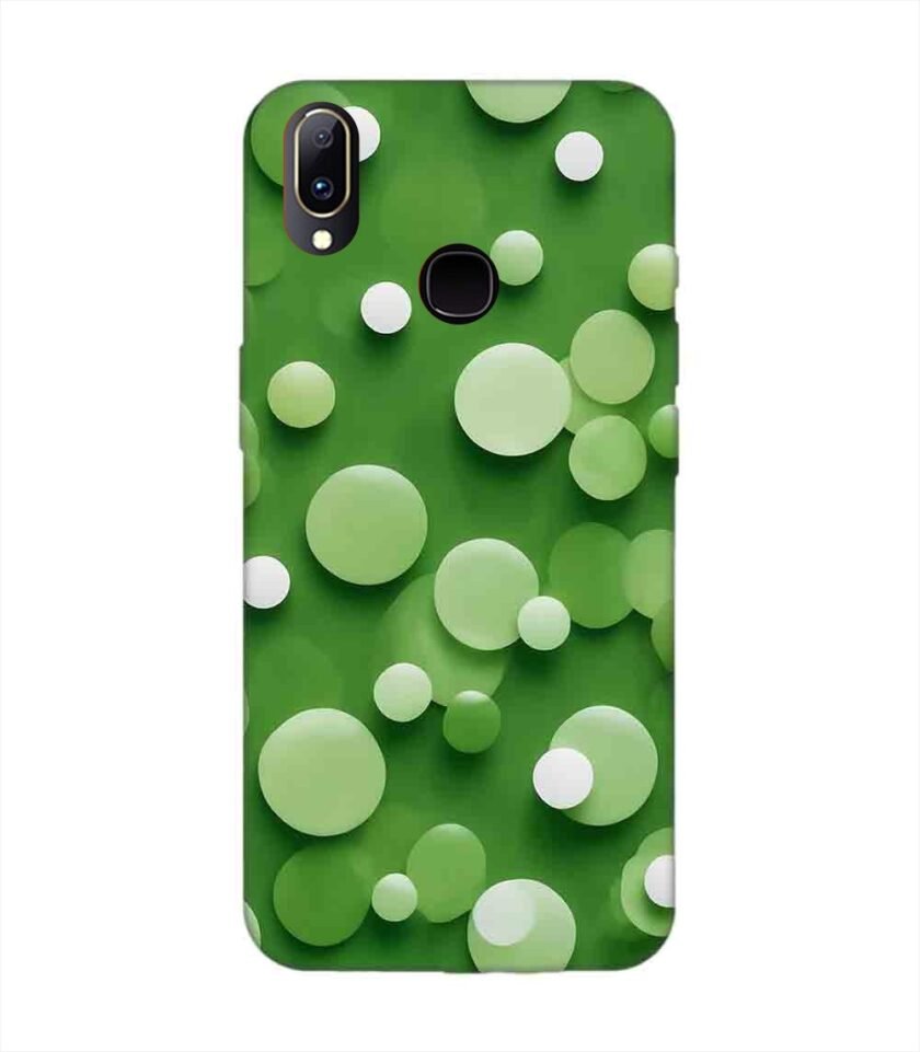 Printed Back Cover for Vivo V11 Close Up Green Background With White Polka Dots
