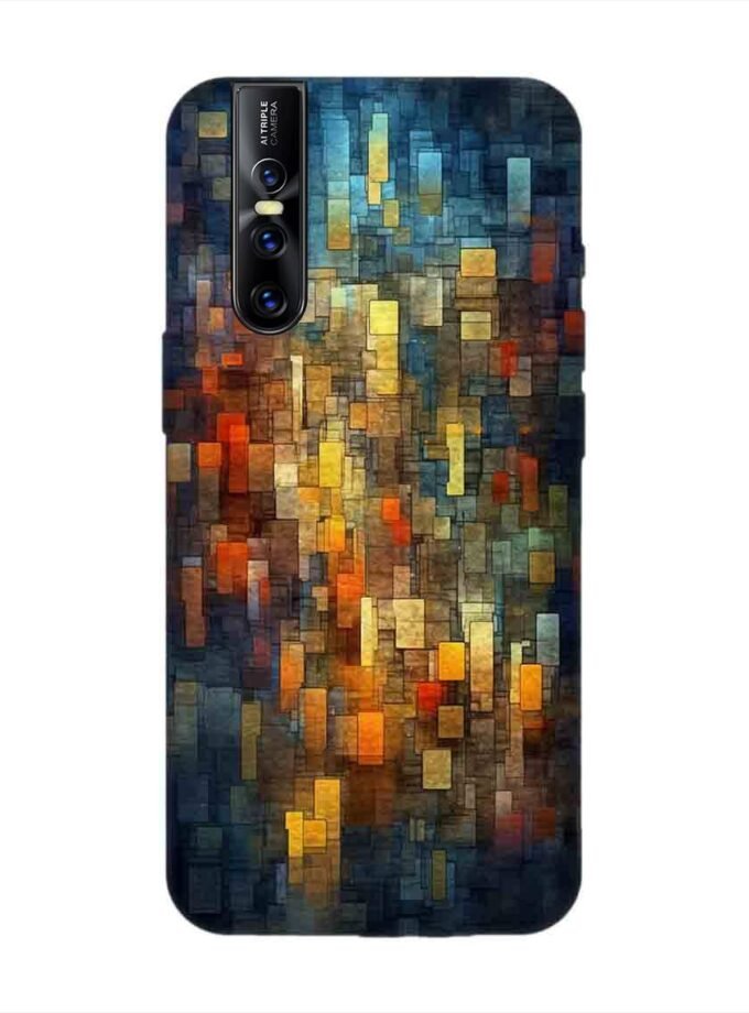 Printed Back Cover for Vivo V15 Pro Close Up Colorful Mosaic Squares Shapes
