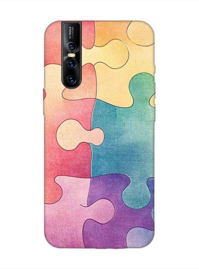 Printed Back Cover for Vivo V15 Pro Close Up Colorful Puzzle Piece