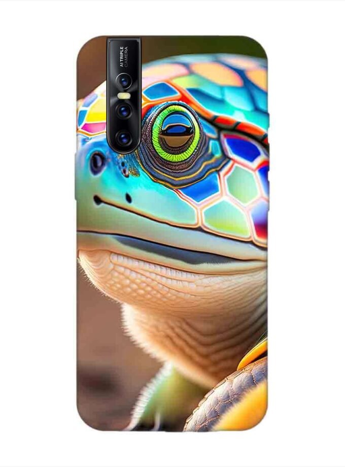 Printed Back Cover for Vivo V15 Pro Close Up Cute Turtle