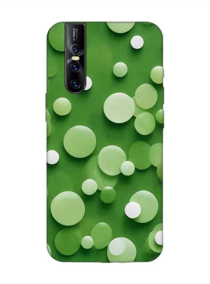 Printed Back Cover for Vivo V15 Pro Close Up Green Background With White Polka Dots