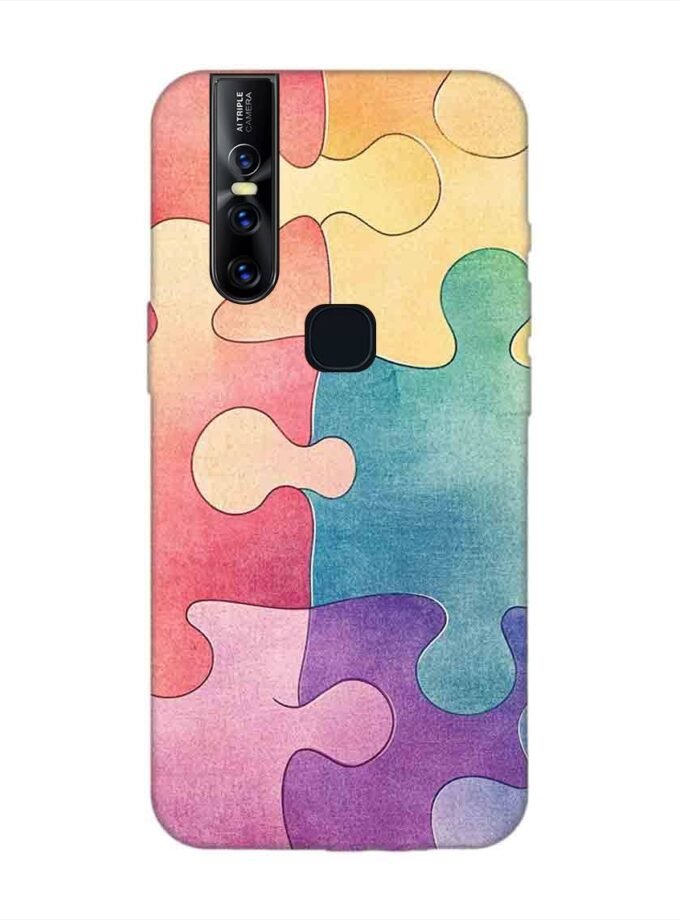 Printed Back Cover for Vivo V15 Close Up Colorful Puzzle Piece