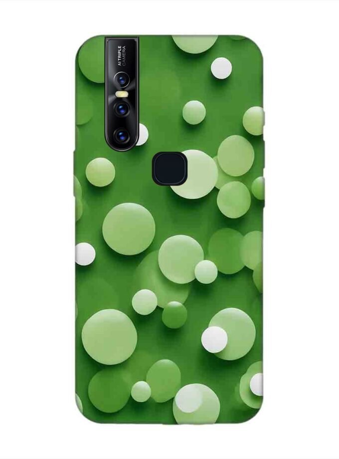 Printed Back Cover for Vivo V15 Close Up Green Background With White Polka Dots