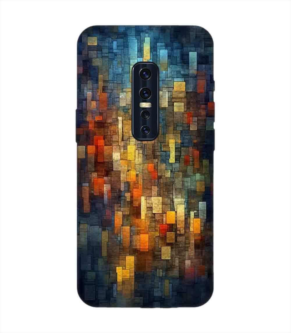 Printed Back Cover for Vivo V17 Pro Close Up Colorful Mosaic Squares Shapes
