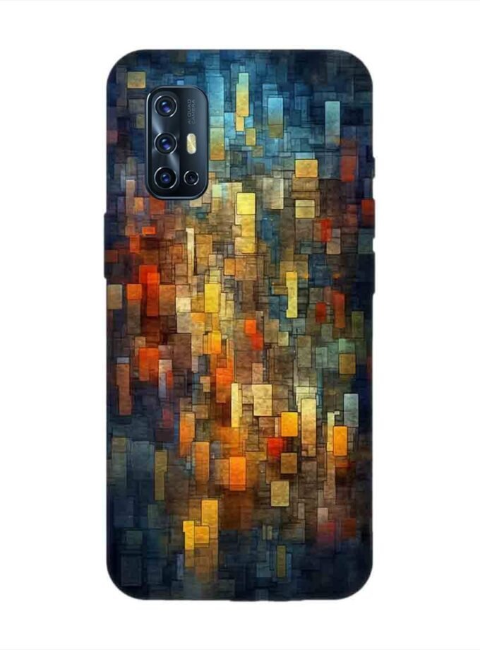 Printed Back Cover for Vivo V17 Close Up Colorful Mosaic Squares Shapes