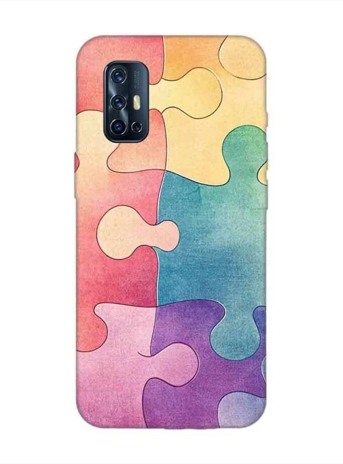 Printed Back Cover for Vivo V17 Close Up Colorful Puzzle Piece