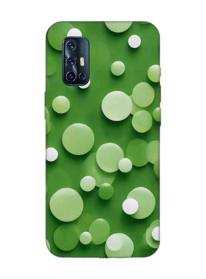 Printed Back Cover for Vivo V17 Close Up Green Background With White Polka Dots