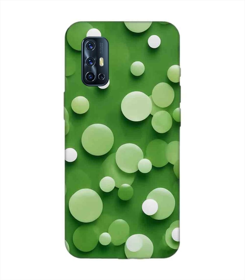 Printed Back Cover for Vivo V17 Close Up Green Background With White Polka Dots