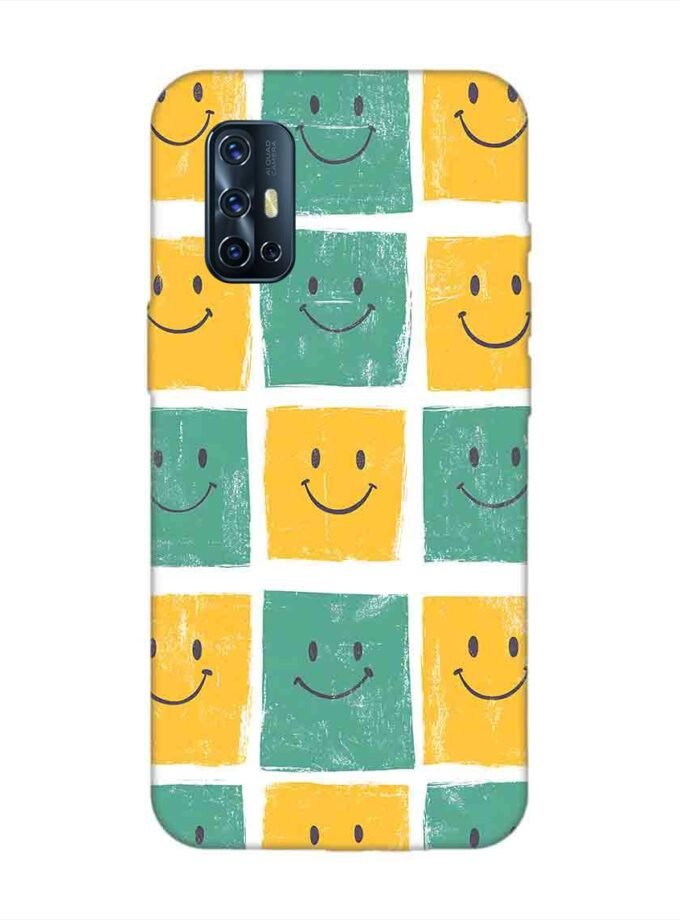 Printed Back Cover for Vivo V17 Close Up Pattern Smiley Faces