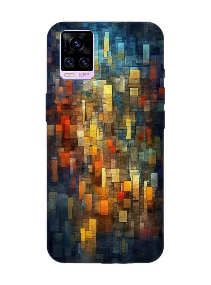 Printed Back Cover for Vivo V20 Pro Close Up Colorful Mosaic Squares Shapes