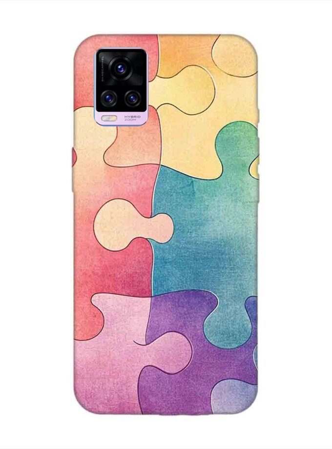 Printed Back Cover for Vivo V20 Pro Close Up Colorful Puzzle Piece