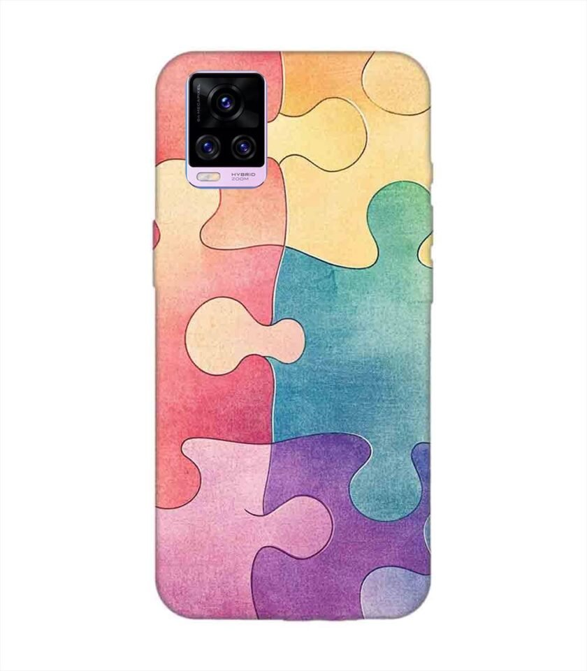 Printed Back Cover for Vivo V20 Pro Close Up Colorful Puzzle Piece