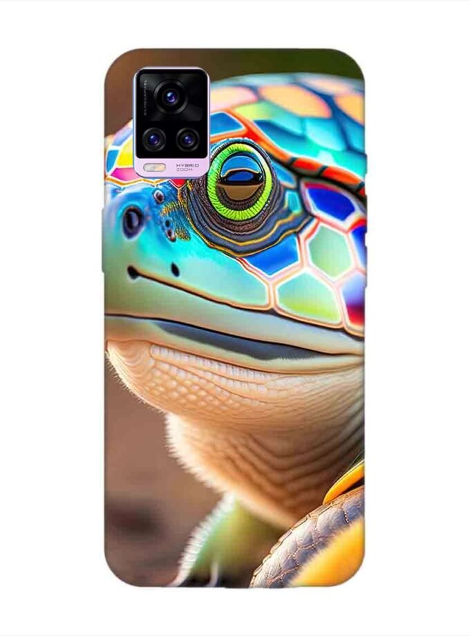 Printed Back Cover for Vivo V20 Pro Close Up Cute Turtle