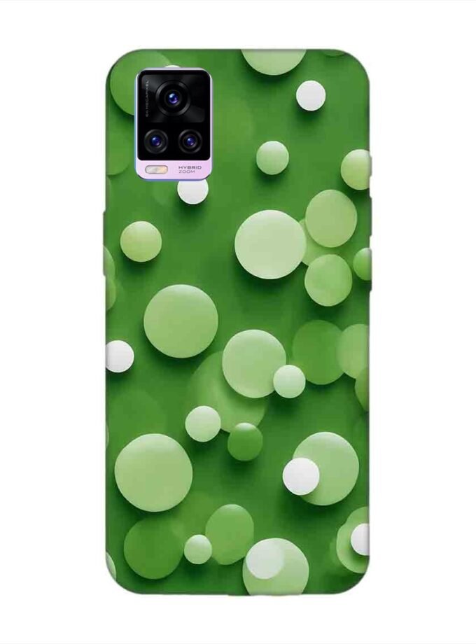 Printed Back Cover for Vivo V20 Pro Close Up Green Background With White Polka Dots