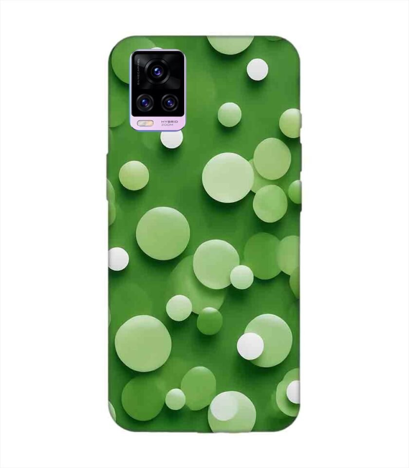Printed Back Cover for Vivo V20 Pro Close Up Green Background With White Polka Dots