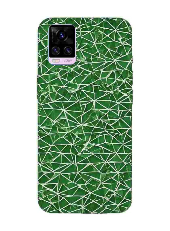 Printed Back Cover for Vivo V20 Pro Close Up Green White Geometric Pattern