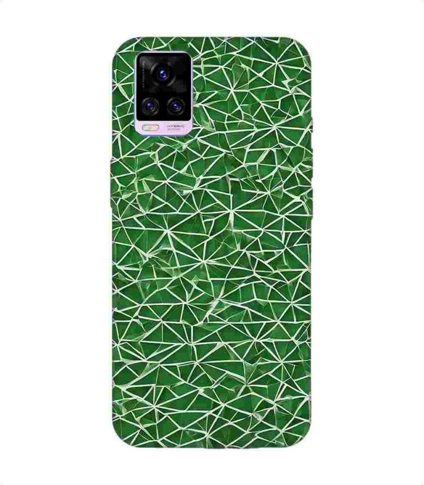 Printed Back Cover for Vivo V20 Pro Close Up Green White Geometric Pattern