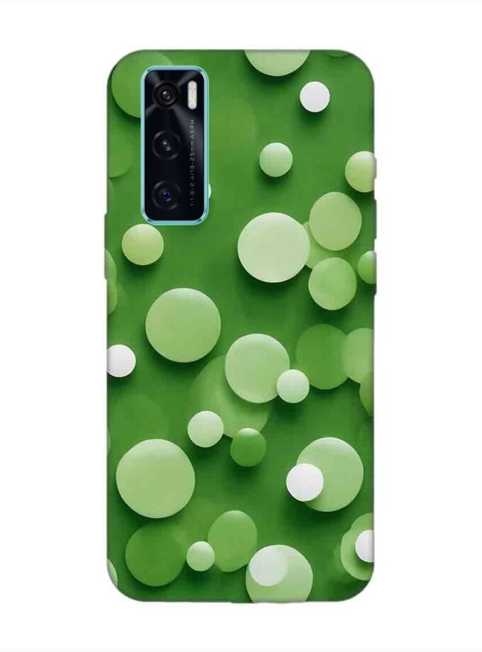 Printed Back Cover for Vivo V20 Se Close Up Green Background With White Polka Dots