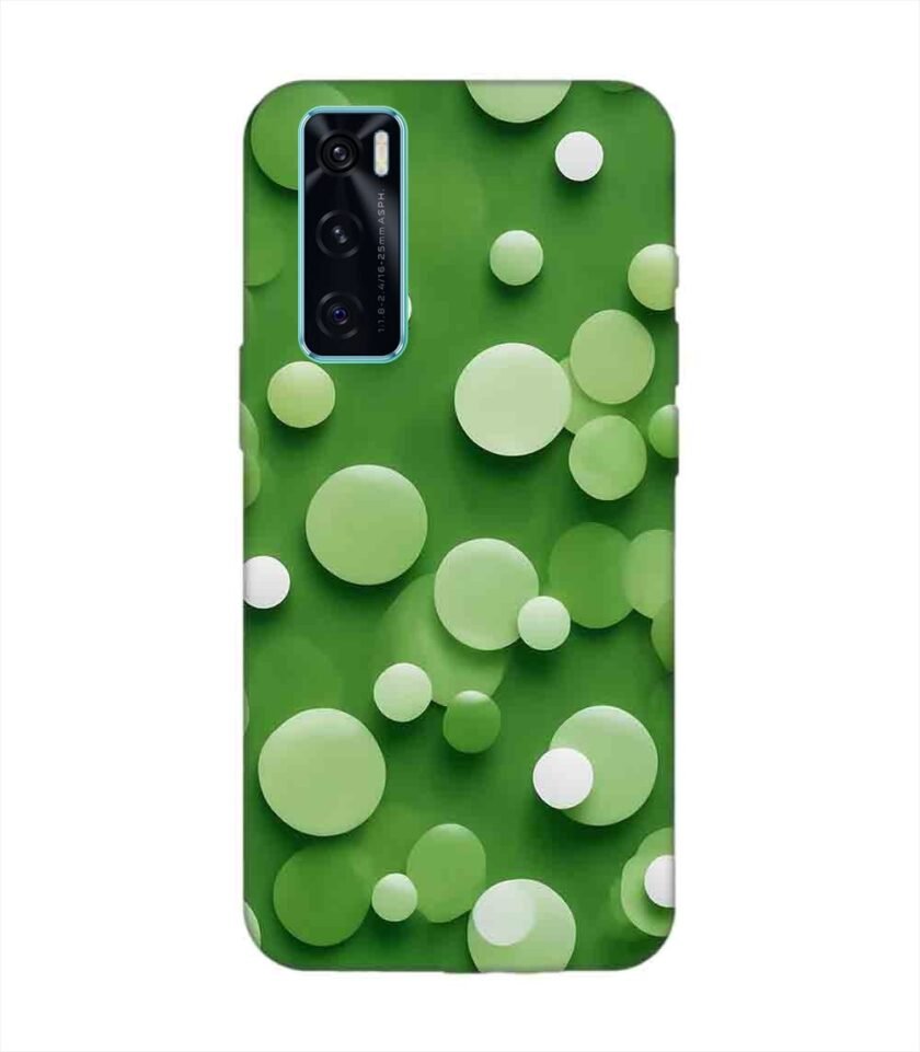 Printed Back Cover for Vivo V20 Se Close Up Green Background With White Polka Dots