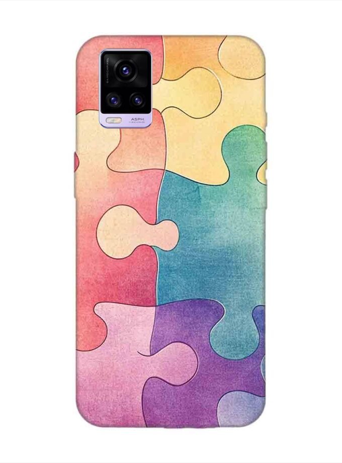 Printed Back Cover for Vivo V20 Close Up Colorful Puzzle Piece