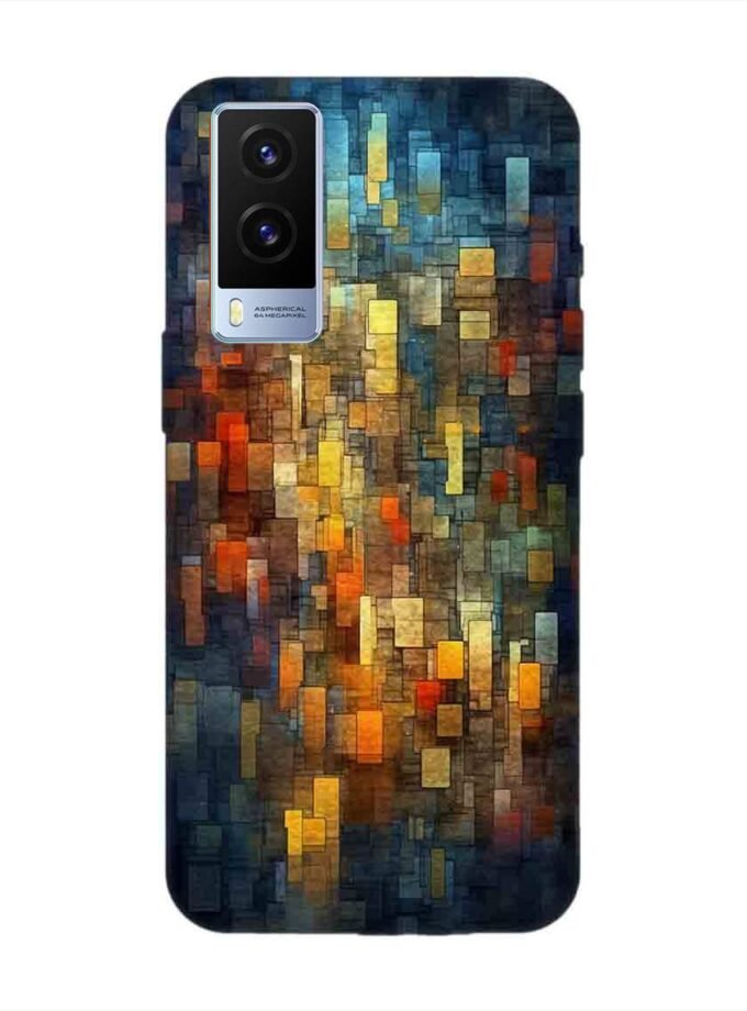 Printed Back Cover for Vivo V21E (5G) Close Up Colorful Mosaic Squares Shapes