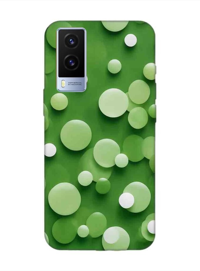 Printed Back Cover for Vivo V21E (5G) Close Up Green Background With White Polka Dots