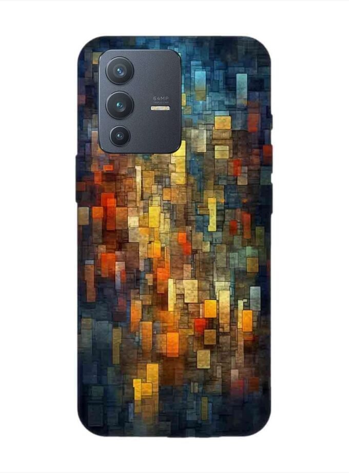 Printed Back Cover for Vivo V23 (5G) Close Up Colorful Mosaic Squares Shapes