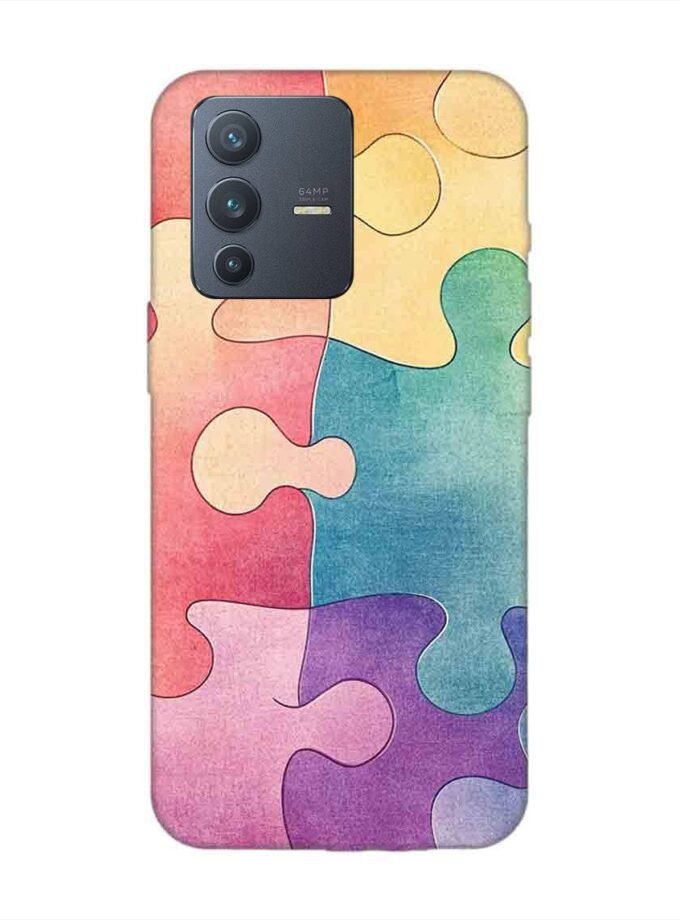 Printed Back Cover for Vivo V23 (5G) Close Up Colorful Puzzle Piece