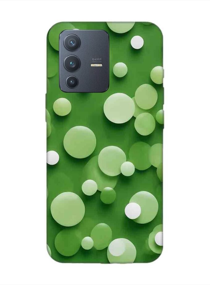 Printed Back Cover for Vivo V23 (5G) Close Up Green Background With White Polka Dots
