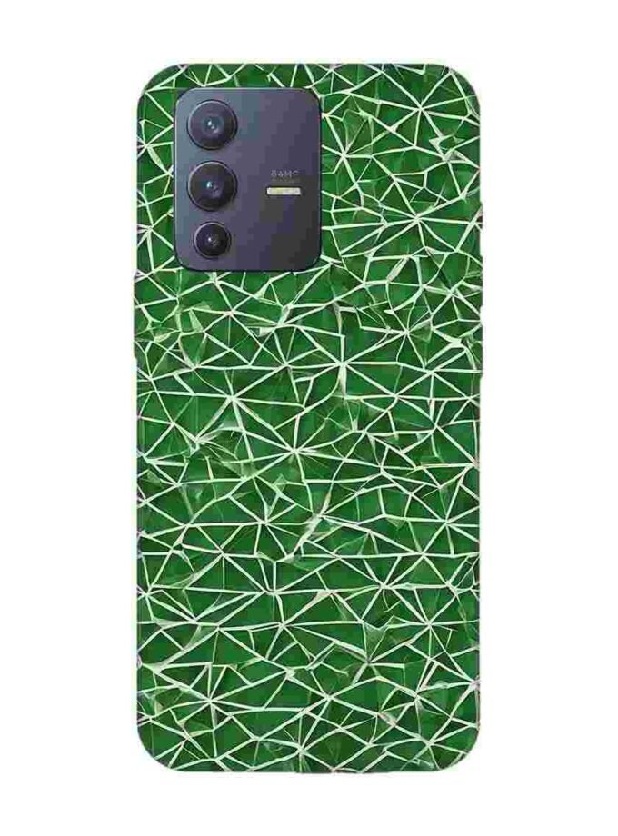 Printed Back Cover for Vivo V23 (5G) Close Up Green White Geometric Pattern