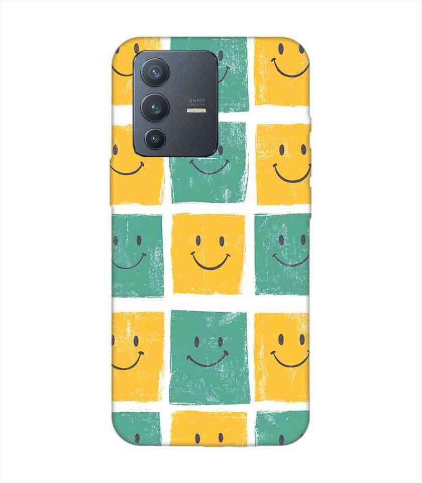 Printed Back Cover for Vivo V23 (5G) Close Up Pattern Smiley Faces